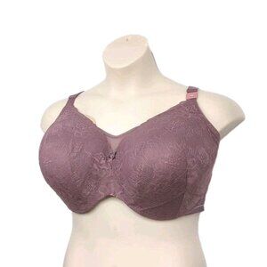 Lane Bryant Cacique Women Bra Full Coverage Lightly Lined 42DD Purple Lace